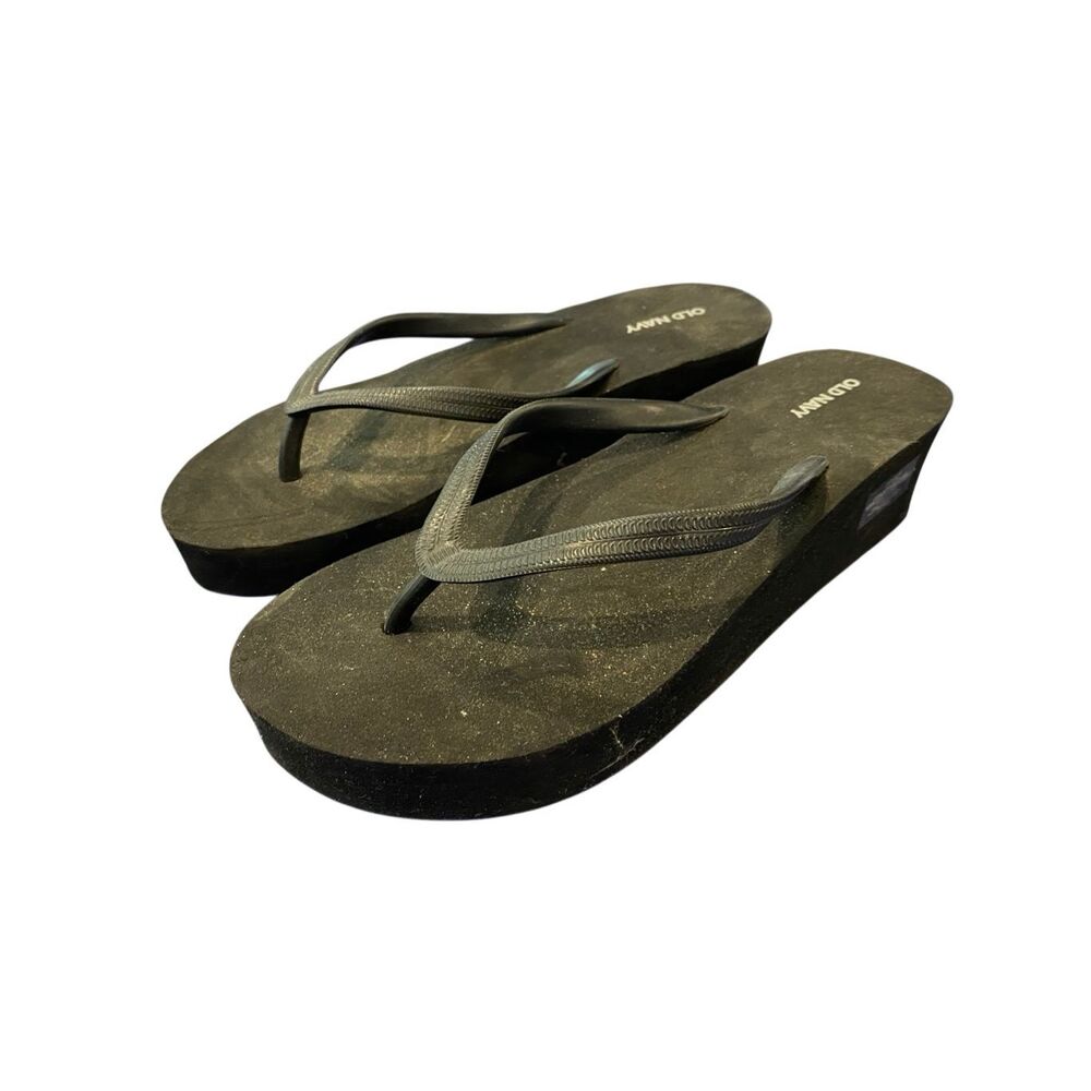 Old Navy Black Platform Flip Flops Wedge Sandals Women’s Size 6 Beach Summer
